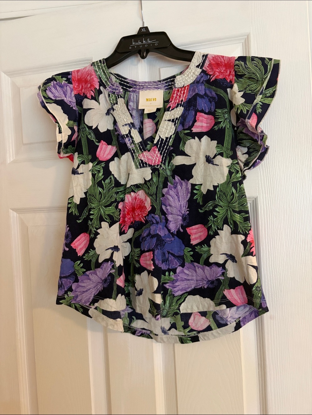 Maeve by Anthropologie Cecilia Pettersson ruffle sleeve top size small